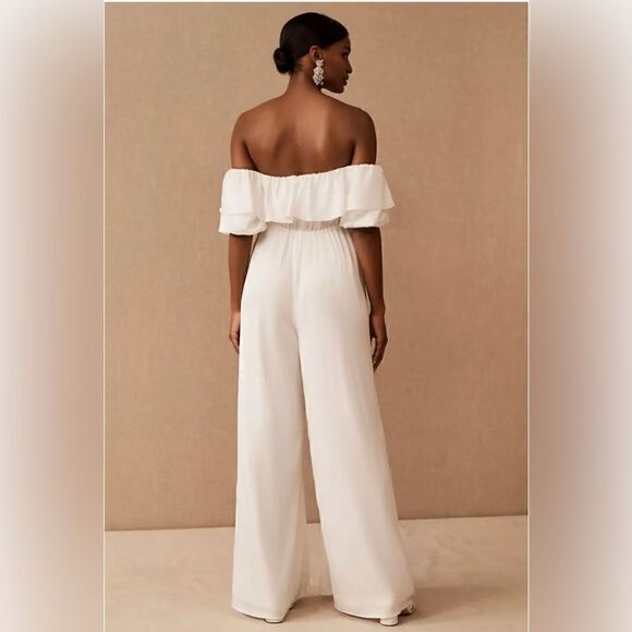BHLDN X FAME AND PARTNERS TASSIAH JUMPSUIT- SIZE 16 White Occasion Wedding - Picture 2 of 7